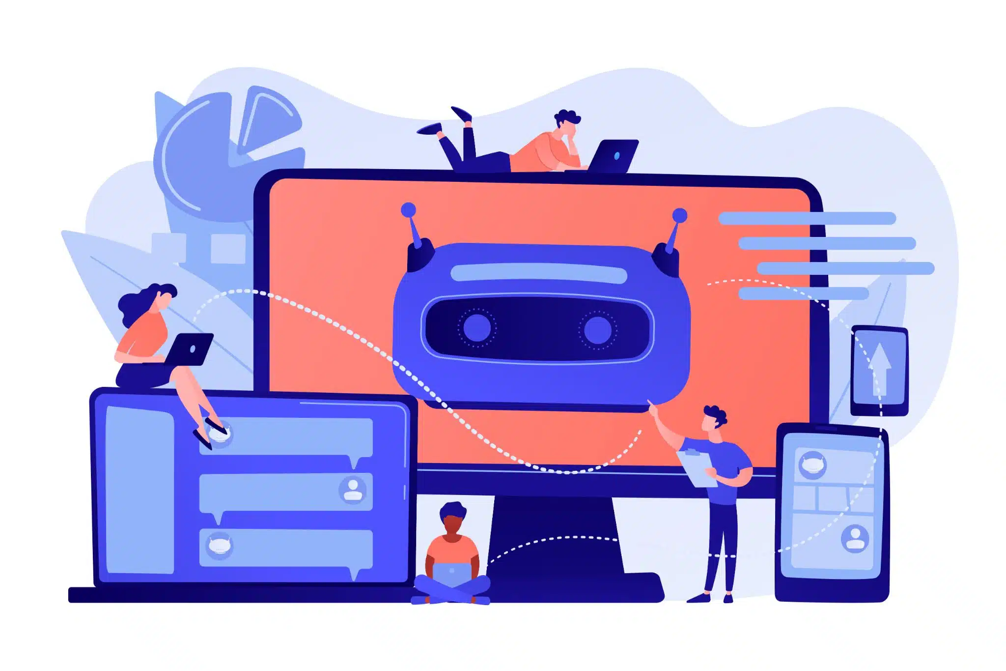 Acompanhamento de qualidade de chatbots: ilustração indicando as métricas de desempenho para chatbots