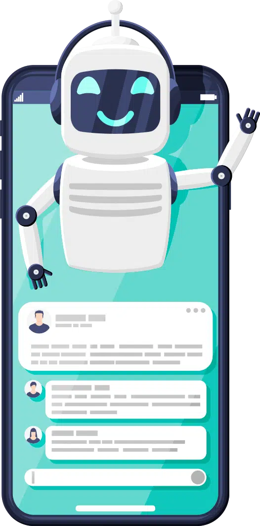 Ilustração de um chatbot para Google Business Messages