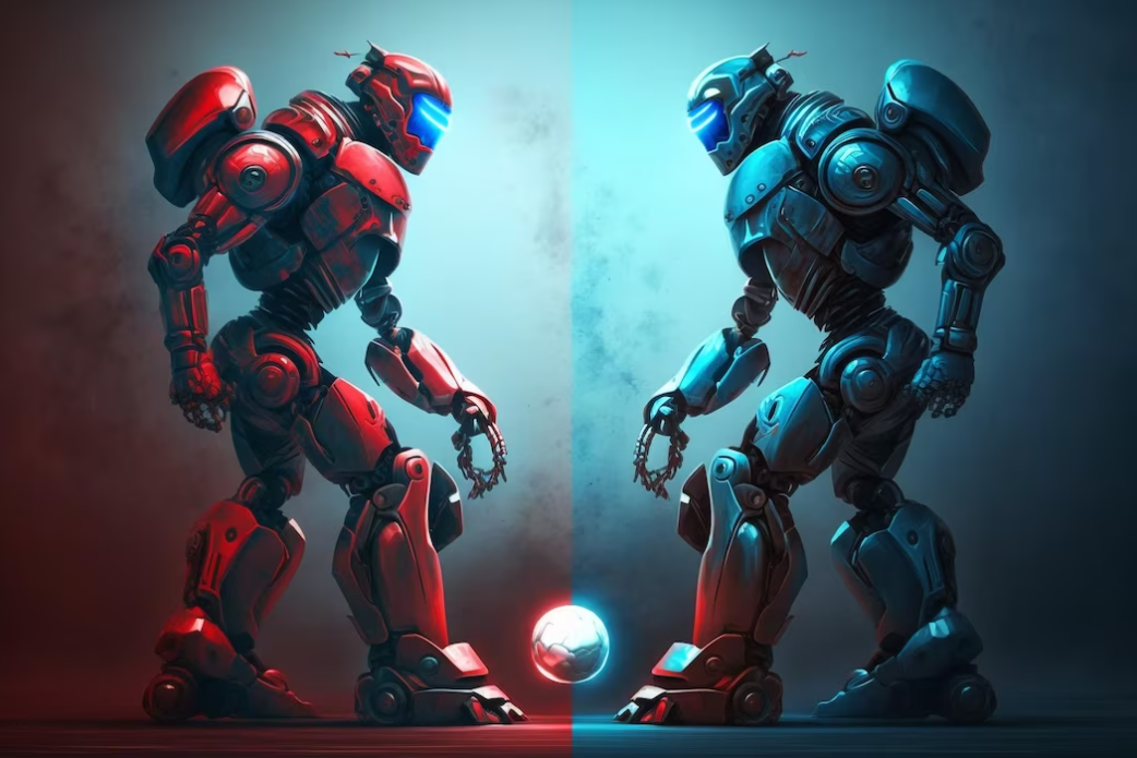 Dois robôs futuristas Bard x GPT